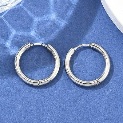 Tarnish Resistant 304 Stainless Steel Huggie Hoop Earrings EJEW-F111B-19mm-P-1