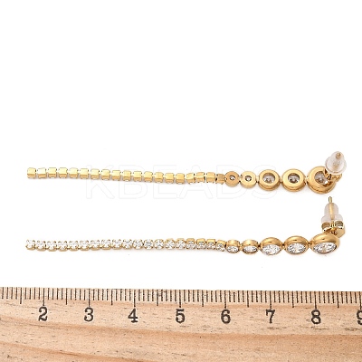 Stainless Steel Clear Cubic Zirconia Tassel Stud Earrings EJEW-D303-04G-1