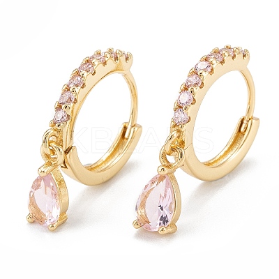 Brass Micro Pave Cubic Zirconia Huggie Hoop Earrings EJEW-K087-03G-03-1