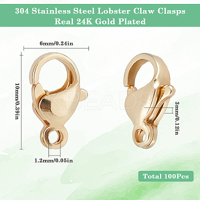 304 Stainless Steel Lobster Claw Clasps STAS-SP0001-73C-1
