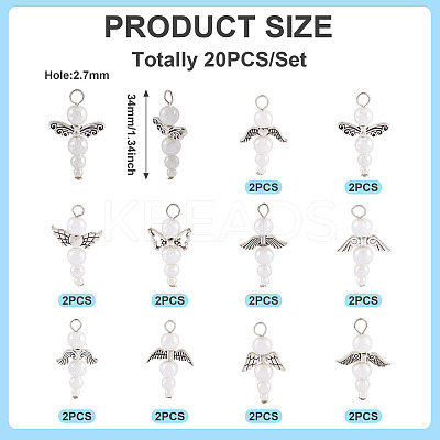 Glass & Alloy Pearl Pendants HJEW-TAC0058-1