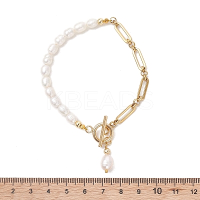 Natural Cultured Freshwater Pearl Beads Link Bracelets BJEW-JB13511-01-1