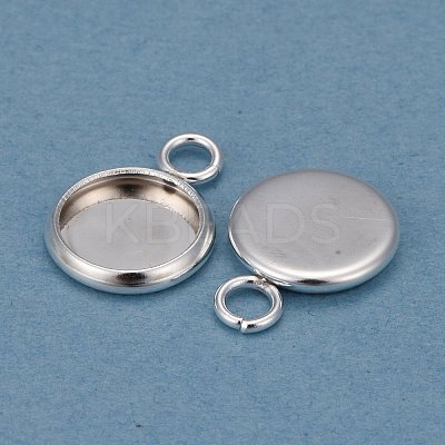 201 Stainless Steel Pendant Cabochon Settings STAS-F191-14S-A-1