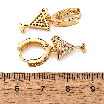 Wine Glass Brass Micro Pave Cubic Zirconia Dangle Hoop Earrings EJEW-F384-16G-01-1