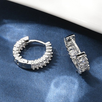 Brass Micro Pave Cubic Zirconia Hoop Earrings EJEW-M082-11P-1