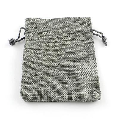 Polyester Imitation Burlap Packing Pouches Drawstring Bags ABAG-R005-9x7-04-1