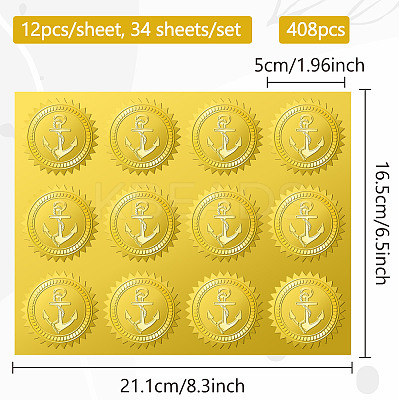 34 Sheets Self Adhesive Gold Foil Embossed Stickers DIY-WH0509-064-1