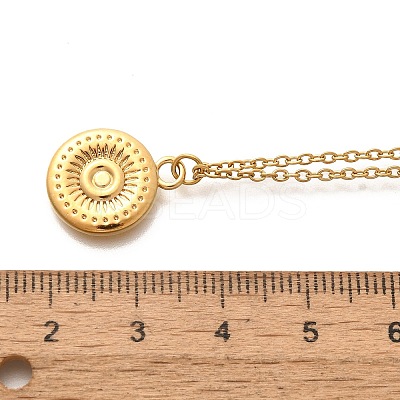 304 Stainless Steel Flat Round Coin Pendant Cable Chain Necklaces for Women LS-STAS-Z108-02G-01-1