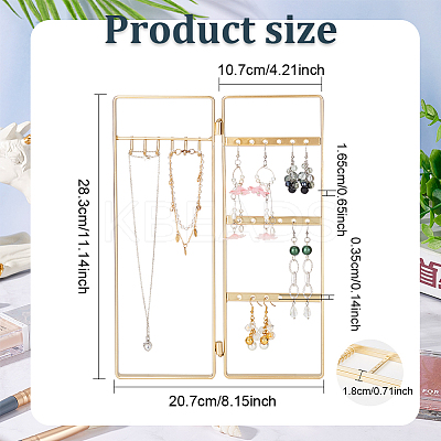 Iron Jewelry Display Folding Screen Stands with 2 Folding Panels EDIS-WH0029-83B-1