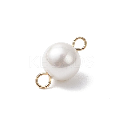 Shell Pearl Round Connector Charms PALLOY-JF04477-01-1