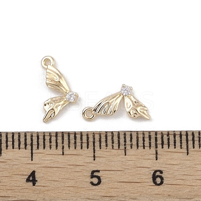 Brass Micro Pave Clear Cubic Zirconia Pendants KK-K351-37G-1
