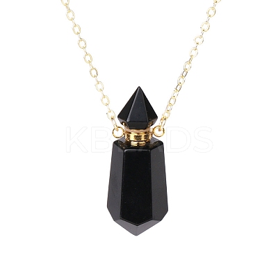 Natural Black Onyx(Dyed & Heated) Perfume Bottle Pendant Necklace PW-WG2A891-18-1