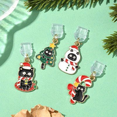 Christmas Theme Alloy Enamel Charm Mobile Straps HJEW-JM03452-1