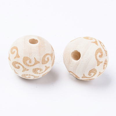 Unfinished Natural Wood European Beads LS-WOOD-S057-011B-1