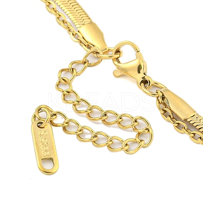 Ion Plating(IP) 304 Stainless Steel Pave Clear Cubic Zirconia Double Layer Necklaces LS-NJEW-S426-01G-1