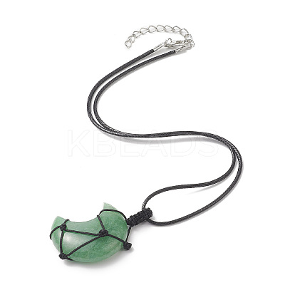 Mixed Gemstone Moon Pendant Necklaces for Women NJEW-JN04270-1