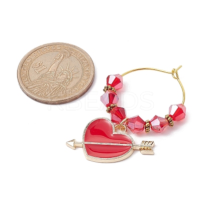 Valentine's Day Alloy Enamel Pendants Wine Glass Charms Sets AJEW-JO00223-1