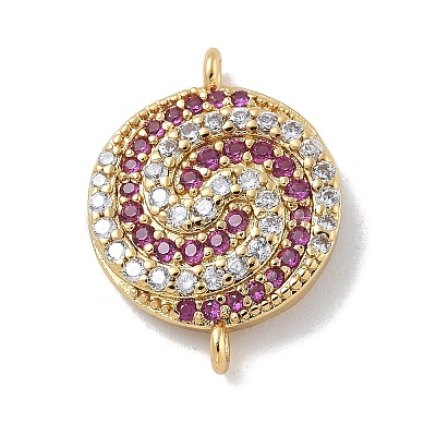 Rack Plating Brass Micro Pave Orchid & Clear Cubic Zirconia Vortex Connector Charms KK-A234-057G-1