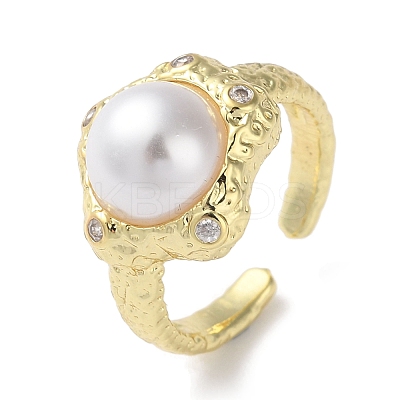 Rack Plating Brass Micro Pave Cubic Zirconia Open Ring RJEW-K247-05G-1