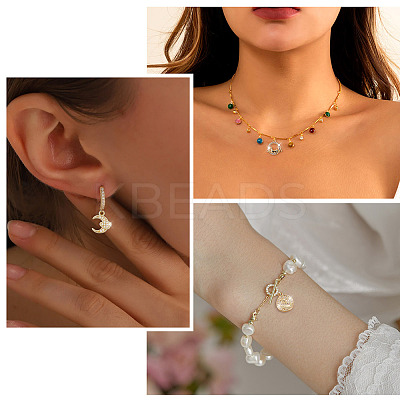 12Pcs 6 Style Brass Micro Pave Clear Cubic Zirconia Charms KK-FW0001-11-1