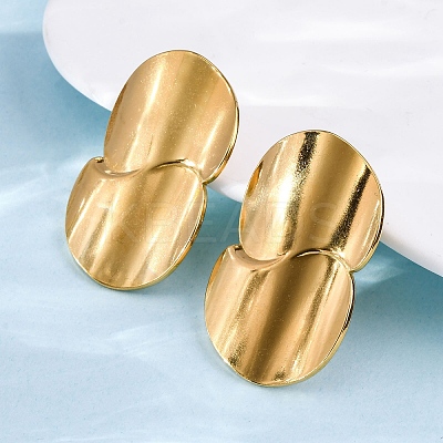 Flat Round 304 Stainless Steel Stud Earrings EJEW-F357-04G-1