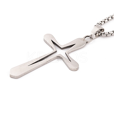 Non-Tarnish Cross 201 Stainless Steel Pendant Necklaces LS-NJEW-F320-02P-1