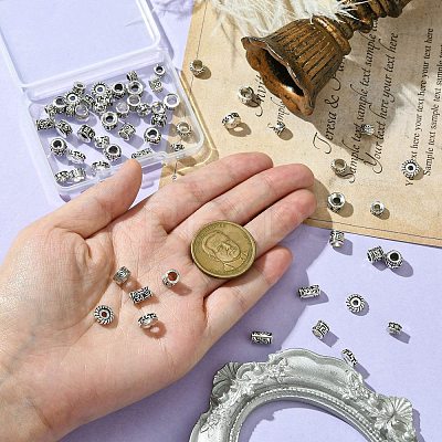 60Pcs 12 Styles Buddhist Theme Tibetan Style Zinc Alloy Spacer Beads FIND-CJ0002-20-1