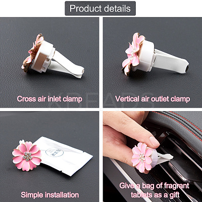6 Sets 2 Style Zinc Alloy with Rhinestones Car Perfume Decoration Set DIY-BT0001-24-1