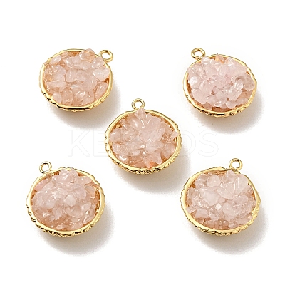 Natural Rose Quartz Chip Pendants KK-C242-05G-19-1