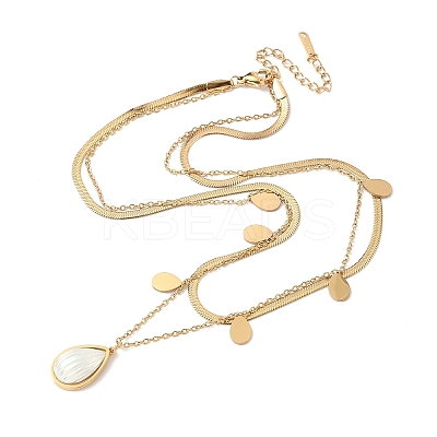 Summer 304 Stainless Steel & White Acrylic Pendant Double Layered Necklaces for Women NJEW-U044-02B-G-1