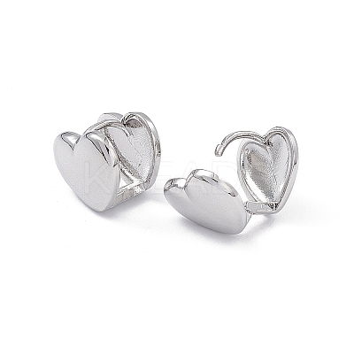Brass Heart Hoop Earrings for Women EJEW-P215-05P-1