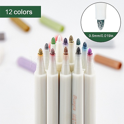 12Pcs Metallic Markers Paints Pens AJEW-WH0141-07-1