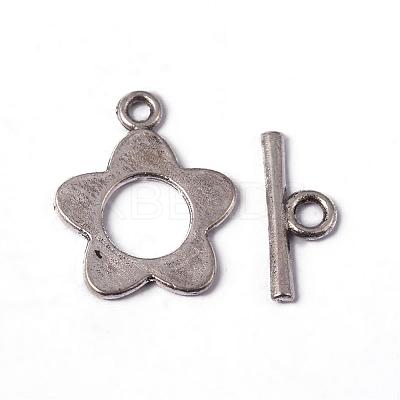 Flower Tibetan Style Alloy Toggle Clasps X-A0977Y-NF-1