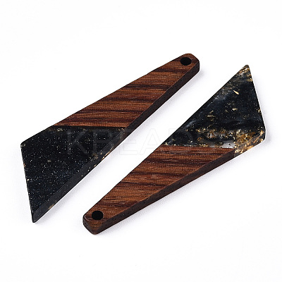 Transparent Resin & Walnut Wood Pendants RESI-N039-70C-1