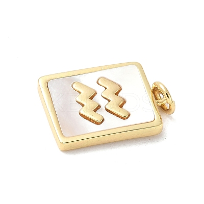 Brass Pave Natural White Shell Pendants KK-S522-09G-G-1