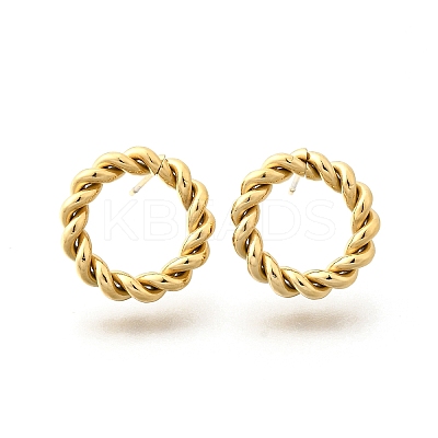 Ion Plating(IP) 304 Stainless Steel Twist Rope Ring Stud Earrings for Woman EJEW-N097-006LG-1