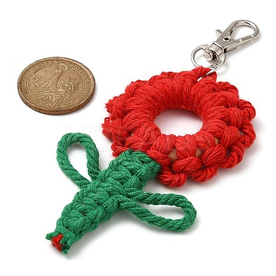 Flowers Woven Cotton Thread Pendant Decorations HJEW-JM02452-1