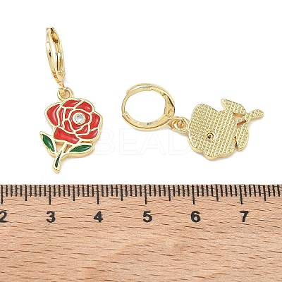 Valentine's Day Brass Enamel Hoop Earrings for Women EJEW-G464-01G-01-1