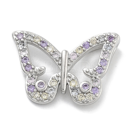 Rack Plating Brass Micro Pave Cubic Zirconia Pendants KK-Z071-79P-03-1