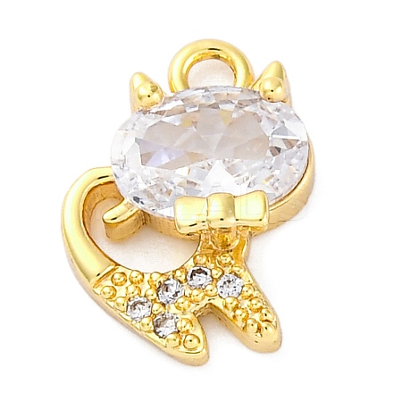 Brass Micro Pave Cubic Zirconia Charms KK-A240-16G-1