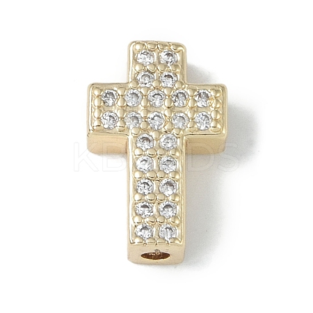 Rack Plating Brass Micro Pave Clear Cubic Zirconia Beads KK-A220-23B-G-1