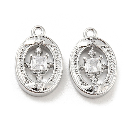 Brass Micro Pave Cubic Zirconia Charms KK-E090-07P-1