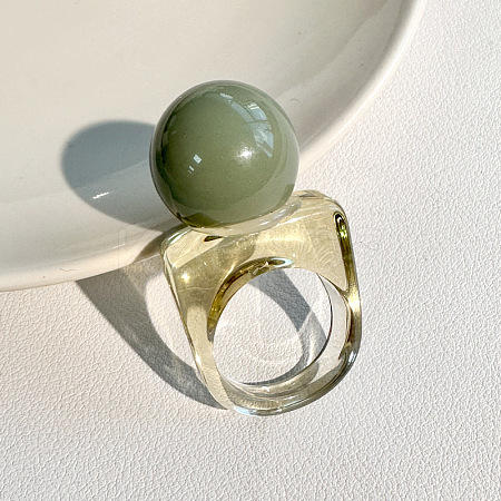 Resin Round Bead Finger Rings FS-WG38F74-02-1