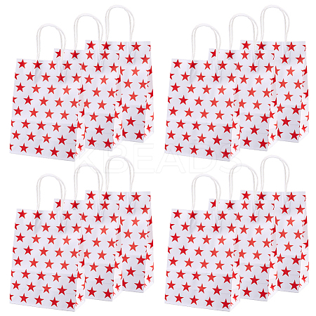 Kraft Paper Star Printed Bags with Handles ABAG-WH20013-08C-1