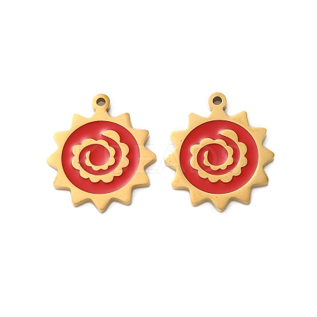 Ion Plating(IP) 304 Stainless Steel Red Enamel Pendants STAS-M102-66G-1