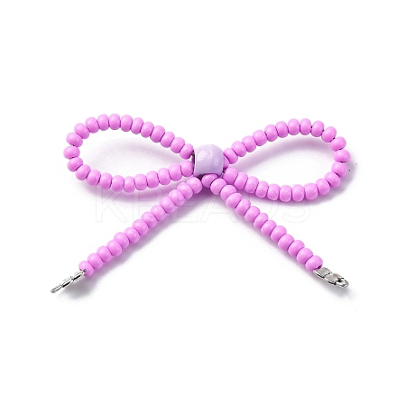 Alloy & Glass Seed Beads Bowknot Chandelier Component Links PALLOY-D359-03I-1