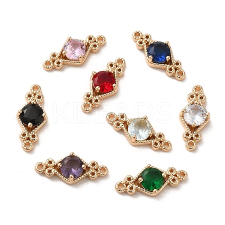 Brass Pave Cubic Zirconia Connector Charms ZIRC-P114-14KCG-1