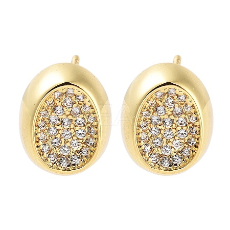 Rack Plating Oval Brass Stud Earrings X-EJEW-N055-38G-RS-1
