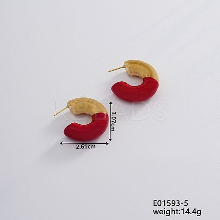 Vintage Retro 304 Stainless Steel C-Shaped Stud Earrings for Women JV8839-5-1