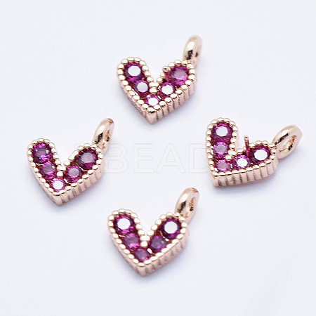 Brass Micro Pave Cubic Zirconia Charms ZIRC-J040-08RG-NR-1